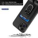 Ring Kickstand Card Wallet TPU Phone Case For iPhone 14 Pro Max(Blue)