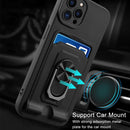 Ring Kickstand Card Wallet TPU Phone Case For iPhone 14 Pro Max(Black)