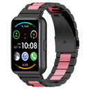 For Huawei Watch Fit 2 Three-bead Metal Stainless Steel Watch Band(Black Pink)