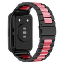 For Huawei Watch Fit 2 Three-bead Metal Stainless Steel Watch Band(Black Pink)