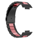 For Huawei Watch Fit 2 Three-bead Metal Stainless Steel Watch Band(Black Pink)