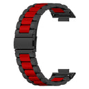 For Huawei Watch Fit 2 Three-bead Metal Stainless Steel Watch Band(Black Red)