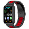 For Huawei Watch Fit 2 Three-bead Metal Stainless Steel Watch Band(Black Red)