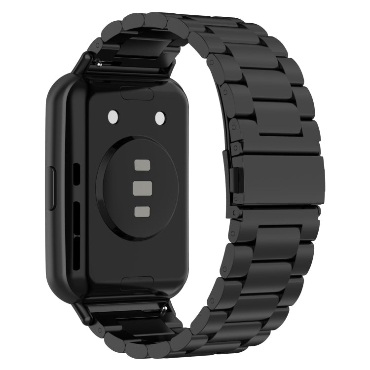 For Huawei Watch Fit 2 Three-bead Metal Stainless Steel Watch Band(Black)