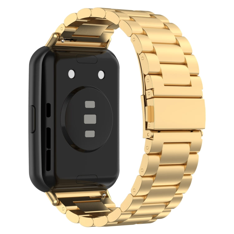 For Huawei Watch Fit 2 Three-bead Metal Stainless Steel Watch Band(Gold)