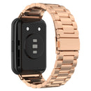 For Huawei Watch Fit 2 Three-bead Metal Stainless Steel Watch Band(Rose Gold)