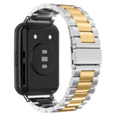 For Huawei Watch Fit 2 Three-bead Metal Stainless Steel Watch Band(Silver Gold)