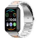 For Huawei Watch Fit 2 Three-bead Metal Stainless Steel Watch Band(Silver Rose Gold)