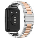 For Huawei Watch Fit 2 Three-bead Metal Stainless Steel Watch Band(Silver Rose Gold)