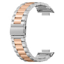 For Huawei Watch Fit 2 Three-bead Metal Stainless Steel Watch Band(Silver Rose Gold)