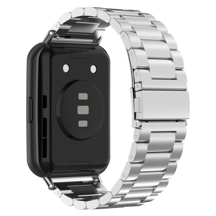 For Huawei Watch Fit 2 Three-bead Metal Stainless Steel Watch Band(Silver)