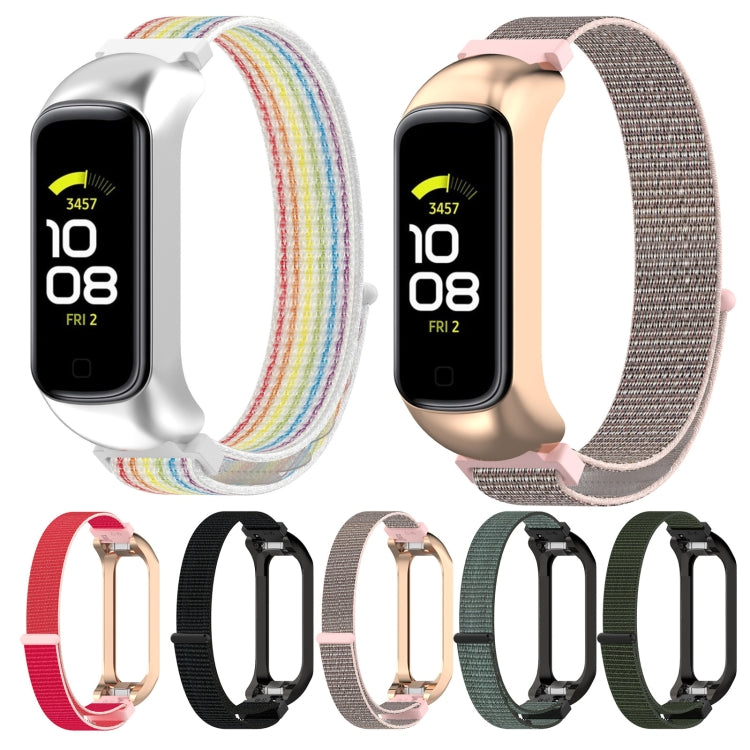 For Samsung Galaxy Fit 2 SM-R220 Nylon Loop Watch Band(Grey + Black Frame)