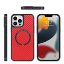 For iPhone 14 Plus Carbon Fiber Texture MagSafe Magnetic Phone Case (Blue)