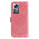 For Xiaomi 12 Pro Embossed Sunflower Leather Phone Case(Pink)