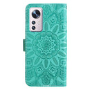For Xiaomi 12 / 12X Embossed Sunflower Leather Phone Case(Green)