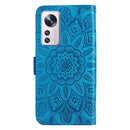 For Xiaomi 12 / 12X Embossed Sunflower Leather Phone Case(Blue)