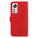 For Xiaomi 12 / 12X Embossed Sunflower Leather Phone Case(Red)