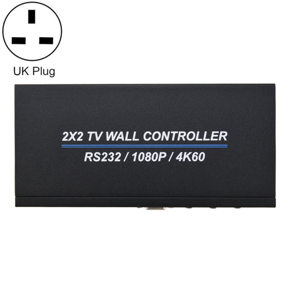 BT100 4K 60Hz 1080P 2 x 2 TV Wall Controller, Plug Type:UK Plug(Black)