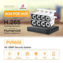 ESCAM PVR608 HD 1080P 8CH H.265 Humanoid POE NVR Security System(EU Plug)