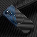 Carbon Fiber Texture MagSafe Magnetic Phone Case For iPhone 14 Max(Black Blue)
