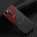 Carbon Fiber Texture MagSafe Magnetic Phone Case For iPhone 14 Max(Black Red)