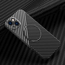 Carbon Fiber Texture MagSafe Magnetic Phone Case For iPhone 14 Max(Black Silver)