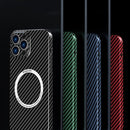 Carbon Fiber Texture MagSafe Magnetic Phone Case For iPhone 14 Max(Black Silver)