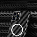 Carbon Fiber Texture MagSafe Magnetic Phone Case For iPhone 14 Max(Black Blue)