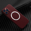 Carbon Fiber Texture MagSafe Magnetic Phone Case For iPhone 14 Pro(Red)