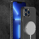 Carbon Fiber Texture MagSafe Magnetic Phone Case For iPhone 14 Pro(Black Blue)