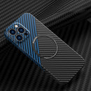 Carbon Fiber Texture MagSafe Magnetic Phone Case For iPhone 14 Pro Max(Black Blue)