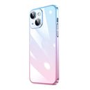 Transparent Electroplated PC Gradient Phone Case For iPhone 14(Pink Blue)