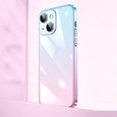 Transparent Electroplated PC Gradient Phone Case For iPhone 14(Pink Blue)