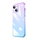 Transparent Electroplated PC Gradient Phone Case For iPhone 14(Blue Purple)