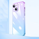 Transparent Electroplated PC Gradient Phone Case For iPhone 14(Blue Purple)