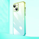 Transparent Electroplated PC Gradient Phone Case For iPhone 14(Cyan-blue Green)