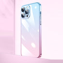 Transparent Electroplated PC Gradient Phone Case For iPhone 14 Pro Max(Pink Blue)