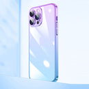 Transparent Electroplated PC Gradient Phone Case For iPhone 14 Pro Max(Blue Purple)