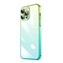 Transparent Electroplated PC Gradient Phone Case For iPhone 14 Pro Max(Cyan-blue Green)