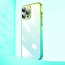 Transparent Electroplated PC Gradient Phone Case For iPhone 14 Pro Max(Cyan-blue Green)