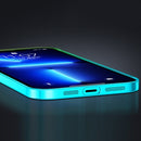 Transparent Electroplated PC Gradient Phone Case For iPhone 14 Pro Max(Cyan-blue Gold)