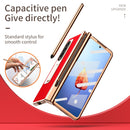 For Samsung Galaxy Z Fold4 Litchi Texture Leather Hinged Electroplated Phone Case with Pen(Red)