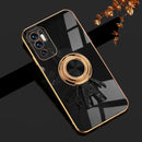 For Xiaomi Redmi Note 10 5G 6D Plating Astronaut Ring Kickstand Phone Case(Black)