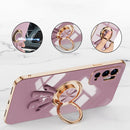 For Xiaomi Redmi Note 10 5G 6D Plating Astronaut Ring Kickstand Phone Case(Light Pink)