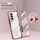 For Samsung Galaxy Z Fold4 Full Body Integrated Electroplating Hinge Phone Case with Pen Slot(Rose Gold)