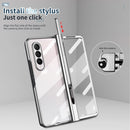 For Samsung Galaxy Z Fold4 Full Body Integrated Electroplating Hinge Phone Case with Pen Slot(Silver)