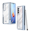 For Samsung Galaxy Z Fold4 Full Body Integrated Electroplating Hinge Phone Case with Pen Slot(Blue)