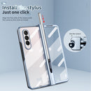 For Samsung Galaxy Z Fold4 Full Body Integrated Electroplating Hinge Phone Case with Pen Slot(Blue)