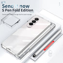 For Samsung Galaxy Z Fold4 Full Body Integrated Electroplating Hinge Phone Case with Pen Slot(Transparent)