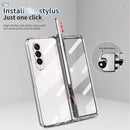 For Samsung Galaxy Z Fold4 Full Body Integrated Electroplating Hinge Phone Case with Pen Slot(Transparent)
